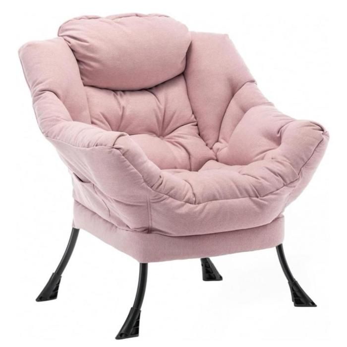 KEDIA Fauteuil Relax Rose 64x80x95cm Fauteuil Salon Confortable Ergonomique pour Salon Bureau Chambre Cadre en Métal