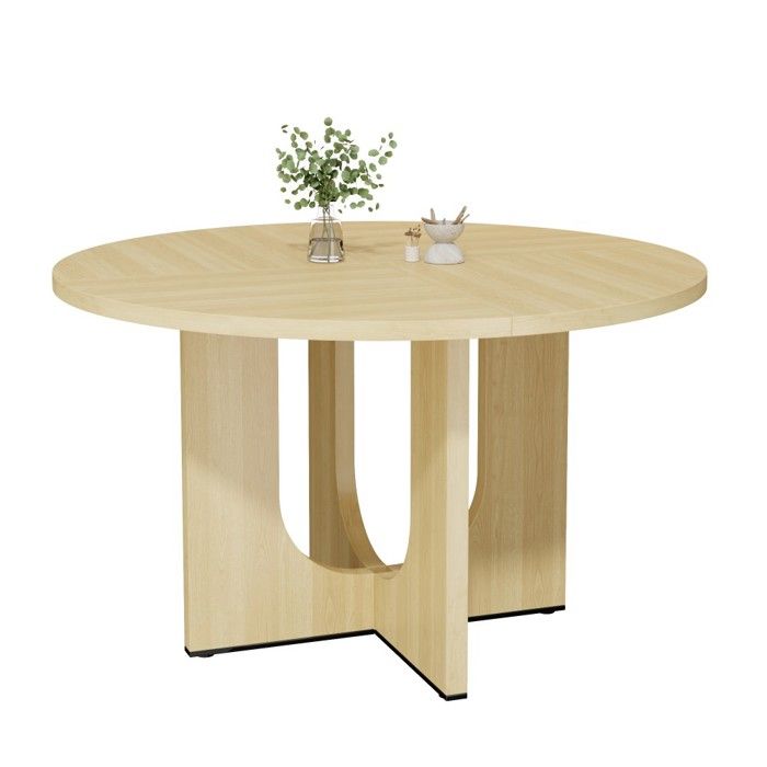 Table De Salle À Manger Ronde 120x120x75cm Couleur Chêne Style Scandinave Pour 4 À 6 Personnes Table Seule Sans Chaises Table De Salle À Manger Ronde 120x120x75cm Couleur Chêne Style Scandinave Pour 4 À 6 Personnes Table Seule Sans Chaises