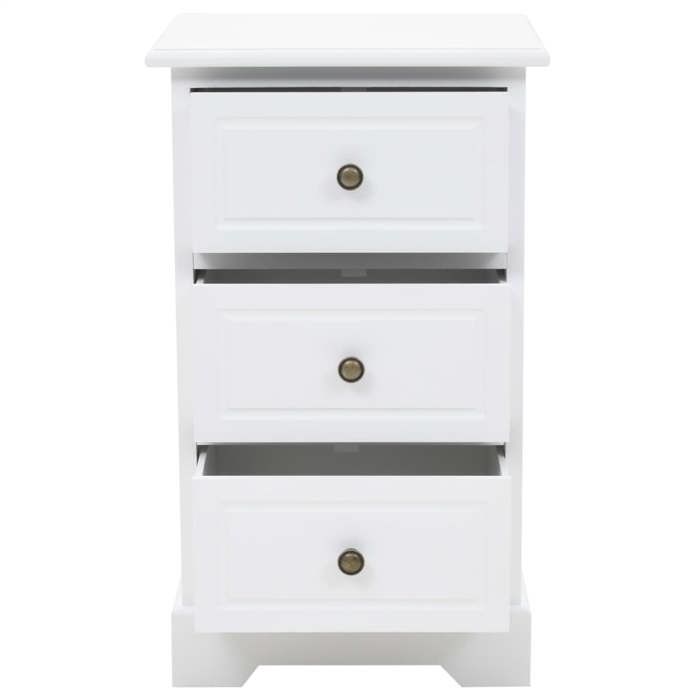 Cabinet de Lit Moderne Blanc Table de chevet/nuit avec rangement MDF et bois de pin 35x32x59 cm CC2253