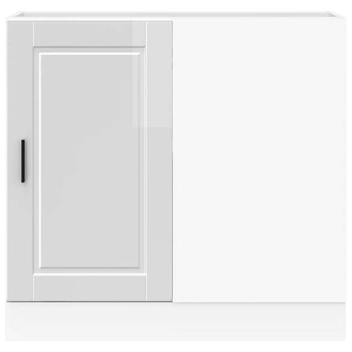 Blanc Cabinet cuisine CHIC Meuble bas de cuisine - (1 PC) - « Porto » Bois dingénierie blanc brillant 86x46x81.5 cm N7248