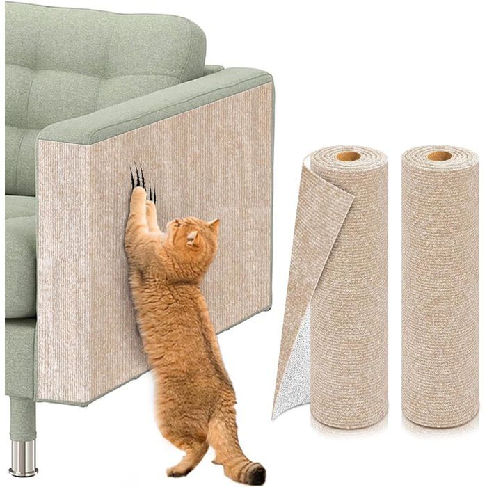 Lot De 2 Griffoir Chat Canapé Auto-Adhésif Protection Canape Chats Tapis-40 * 100Cm Beige-Anti Griffe Tapis Griffoir Chat Di[AT504]