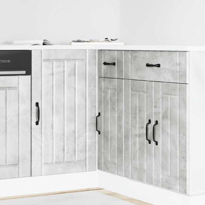 Gris Meuble bas de cuisine Lucca gris béton bois ingénierie - Meuble Rangement LV38109