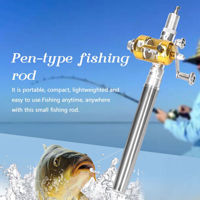 AUCUNE mini ensemble de cannes à pêche Mini canne à pêche télescopique Portable Kit de cannes à pêche pliées en sport pack Noire