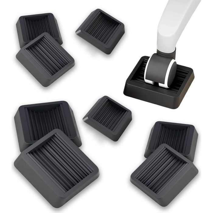 Lot de 8 patins meubles caoutchouc antidérapants – Roulettes fauteuil bureau – Antidérapant tous sols