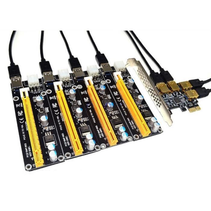 Bleu - Adaptateur de fente PCIe 1 à 4 PCI express 16X Riser, Port USB 3.0, multiplicateur pour le minage, nou