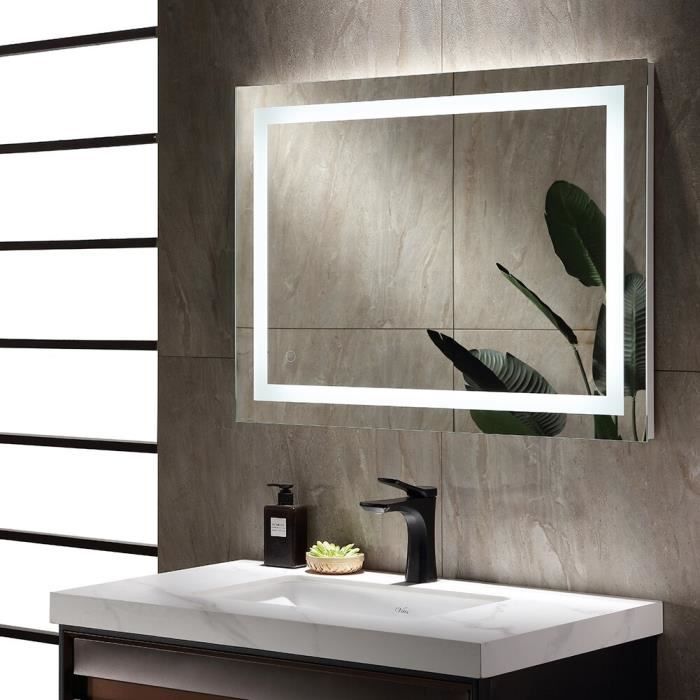 Miroirs cosmétiques muraux- Miroir Salle de Bain avec éclairage LED  -lumière blanche- 50*70cm - Cdiscount Maison