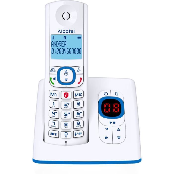 Téléphone sans fil ALCATEL F530 Voice Répondeur blocage d'appels mains libres 2 mémoires directes