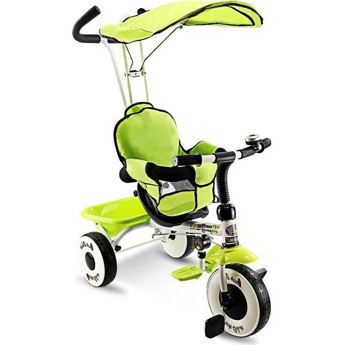 COSTWAY Tricycle Evolutif 3 Roues, Maniable sur 360° Canne Amovible pour  Enfants Bébé de 1-4 Ans Charge max : 25 kg Vert - Cdiscount Jeux - Jouets