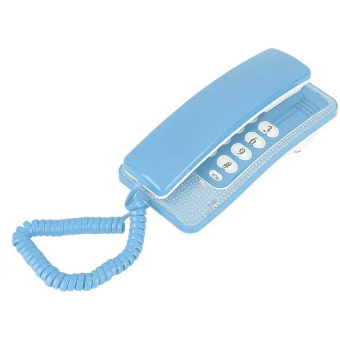 Téléphone Fixe Filaire Extension Murale - Sans Identification Appelant, Alimentation Ligne, Noir