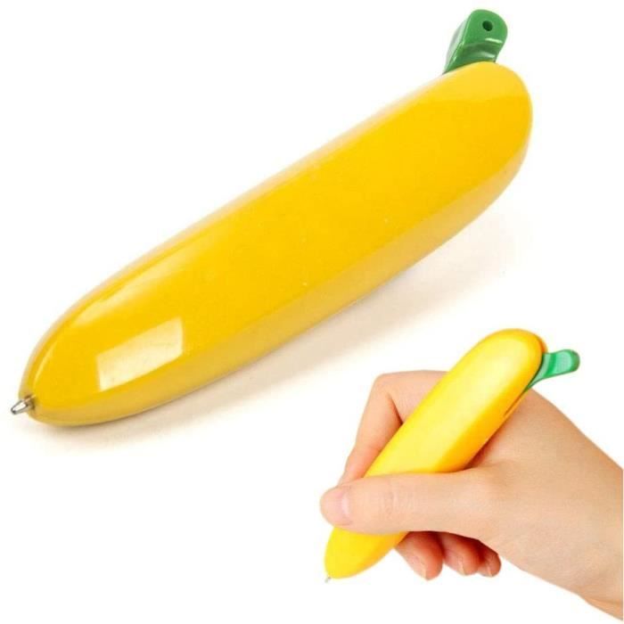 Stylo banane en plastique - Gadget imitation de fruit, insolite fantaisie  original humour collection. Banana pen[517]