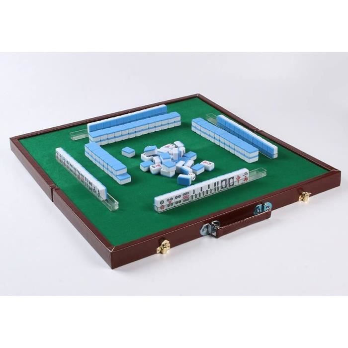Jeu De Mahjong Portable Vintage En Bois - 144 Tuiles, Boîte à 5 Tiroirs Avec Plateau De Jeu - Original D'après 1940
