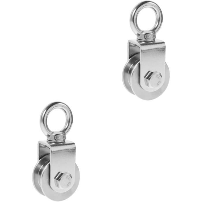 Lot De 2 Poulies à Roulement 360° Avec Support En U - Capacité 300kg, Pour Câbles Jusqu'à 7mm