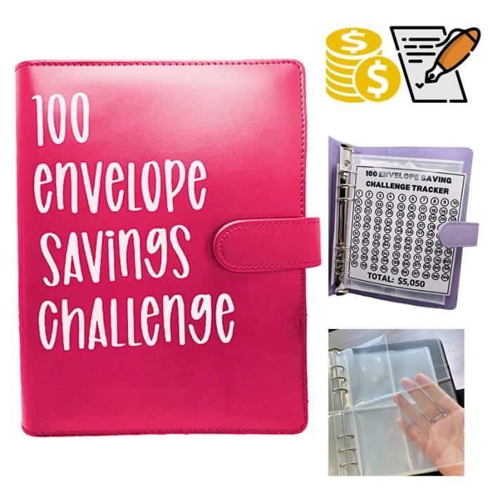Rose rouge - Classeur de défi d'enveloppe, moyen facile et amusant  d'économiser 100 $, scripts d'épargne, cla