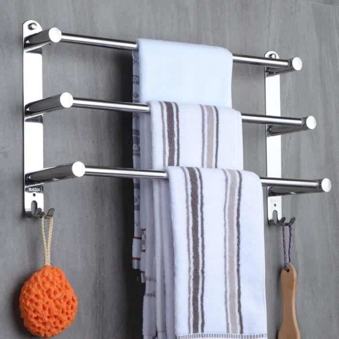 Porte-Serviettes Sans Perçage 40 Cm Porte-Serviettes Auto-adhésif Noir