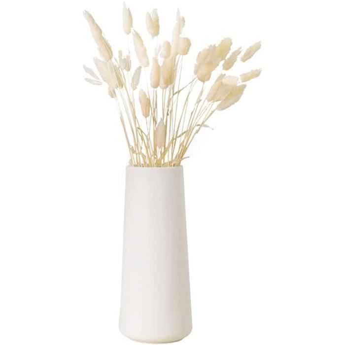 Lot De 3 Vases En Céramique Blanc Motif Martelé - Déco Maison Moderne Pour Fleurs Séchées Ou Herbe De La Pampa - Tailles Différentes Pour Salon, Chambre, Couloir
