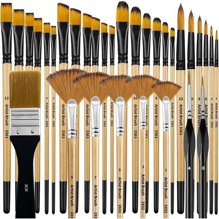 Smatime 12 Pinceaux Peinture Acrylique Nylon - Set Professionnel Pour Artistes Et Débutants