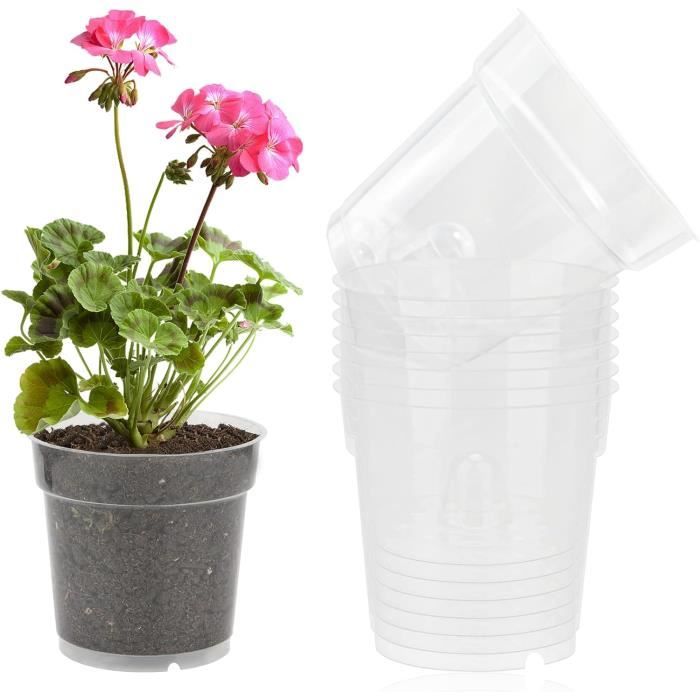 Lot De 10 Pots Pour Orchidées Transparents 17 Cm - Plastique PP - Design élégant Et Pratique Pour Surveillance Des Racines