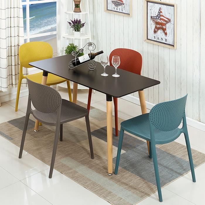 Table de salle à manger en bois noir LUXS 110 x 60 x 75 cm - Style scandinave moderne - 6 places