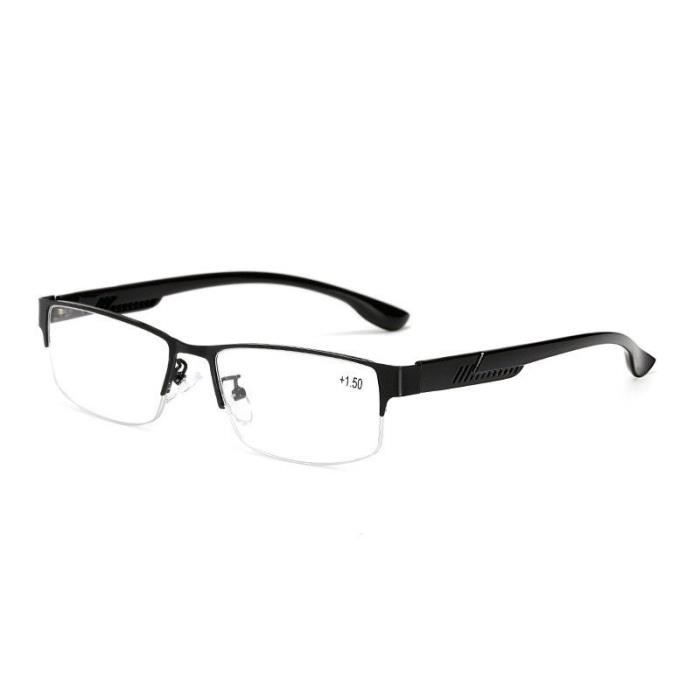 3.00 Lunettes de lecture d'affaires pour hommes Demi-montures sans monture  en métal Lunettes de lecture rectangulaires nior nior - Achat / Vente  lunettes de vue Lunettes de lecture en métal Homme Adulte 