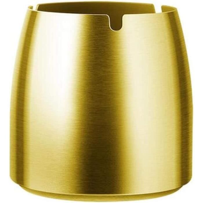 Cendrier Design En Acier Inoxydable Doré - Antichute, Coupe-vent - Pour Intérieur Et Extérieur (bureau, Terrasse) - Dimensions 10x10x5 Cm