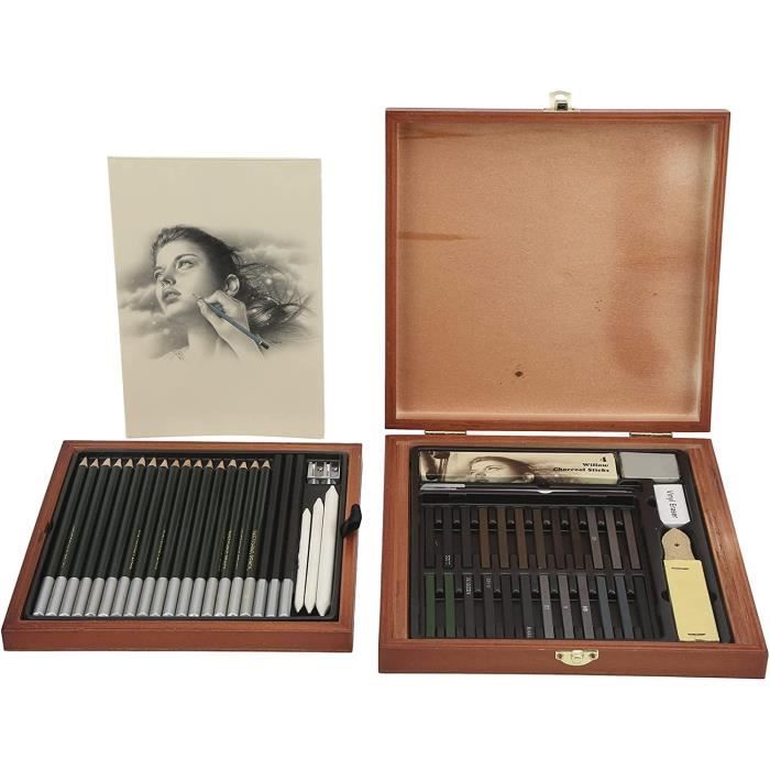 Kit Complet De Dessin Et Croquis - 70 Pièces Pour Artistes Et Débutants - Crayons, Fusains, Accessoires