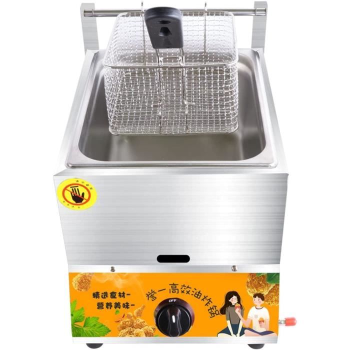 Friteuse à Gaz Professionnelle 30L – 3 Paniers, Acier Inoxydable, Chauffage Rapide, Température Réglable