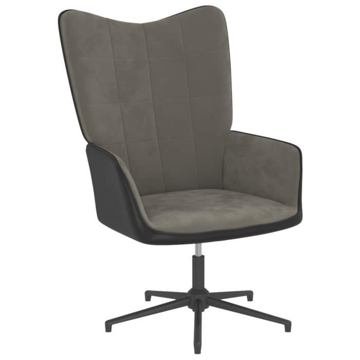 fauteuil de relaxation - chez jili - neuf - gris foncé - velours et pvc - 62x68x98 cm