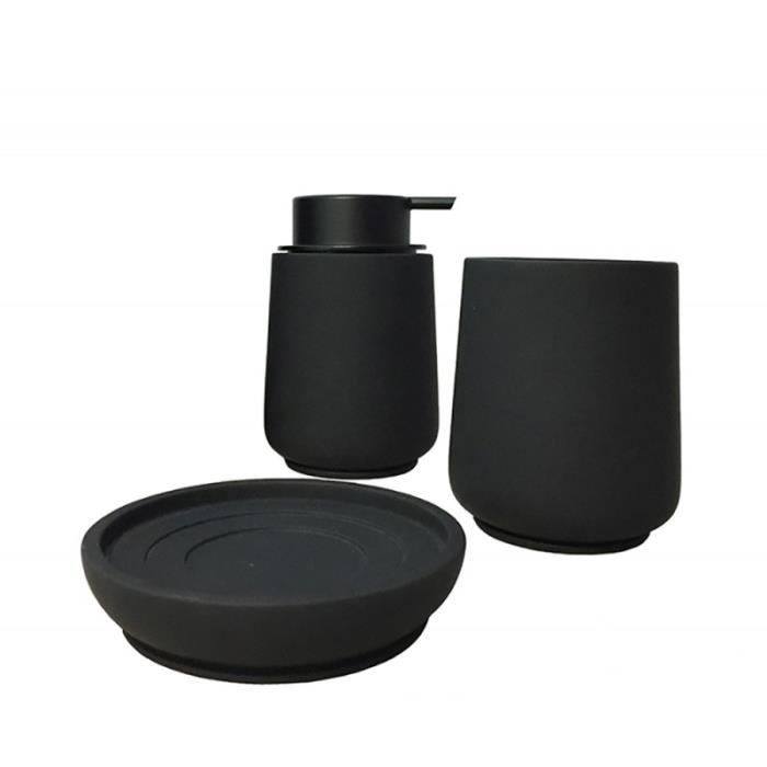 Set 3 accessoires salle de bain en Polyrésine noire mat - IRIS - Cdiscount  Bricolage
