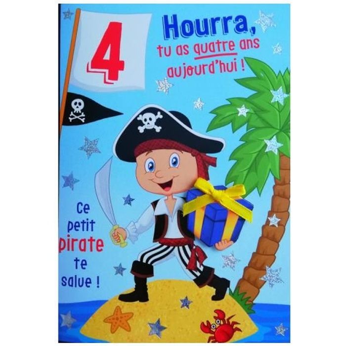 Carte De Voeux Enfant Anniversaire 4 Ans Garcon Cdiscount Beaux Arts Et Loisirs Creatifs