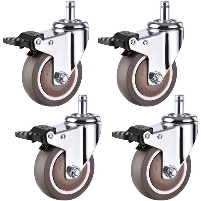 Lot De 4 Roulettes Pour Meubles Gentpovth - 2 Avec Freins, Caoutchouc Silencieux, Pour Sols Fragiles