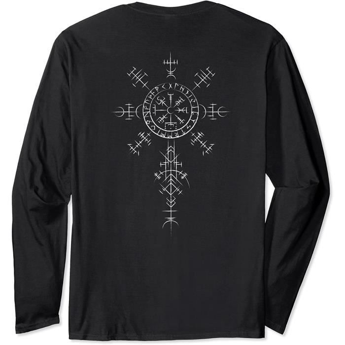 Maglietta Uomo Kiwistar Viking Bussoles Rune – Colore Bordeaux, Taglia L – 100% Cotone