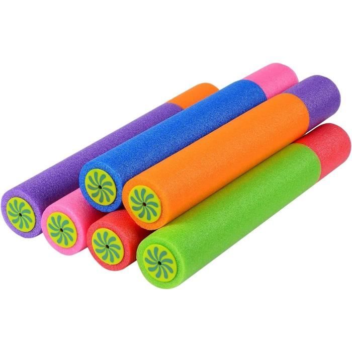 KAHEIGN 6 Pistolets à Eau En Mousse Pour Enfants – 33 Cm, Doux Et Flottants, Idéal Pour Batailles Aquatiques En Extérieur (6 Couleurs Vives)