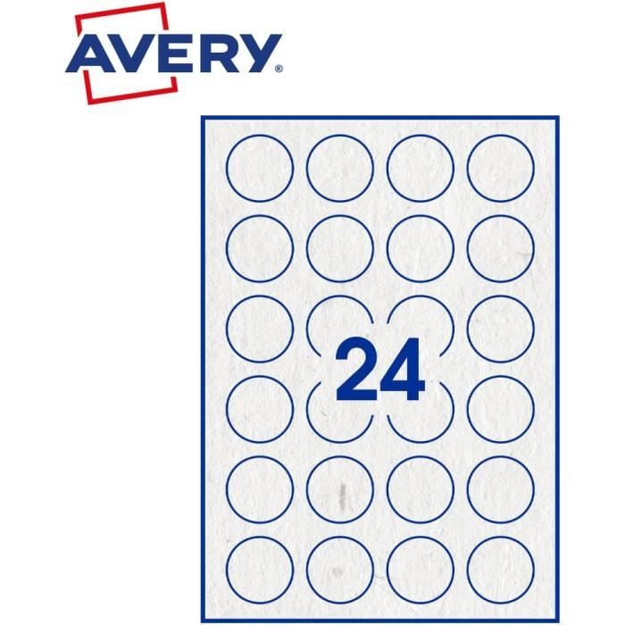 Avery - Pochette De 240 Étiquettes Autocollantes Rondes, Papier