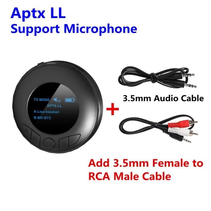 Adaptateur émetteur récepteur Bluetooth 5.0 sans fil 2 en 1, prise Jack  3.5mm pour la musique de voiture Audio Aux black -SZ504 - Cdiscount  Informatique