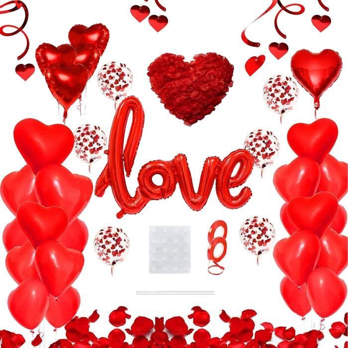 Ballon Cœur Rose Love - Décoration Romantique Saint-Valentin - Déguiz-Fêtes