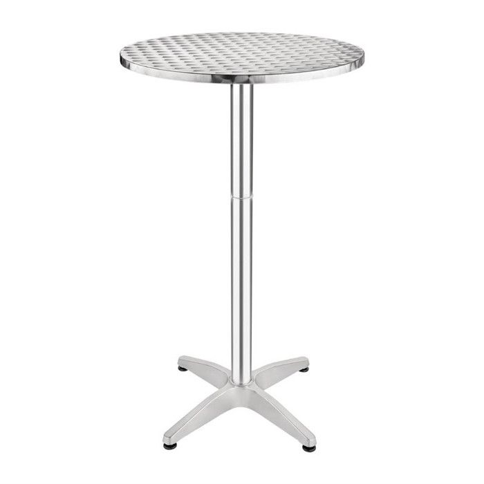 Mange-debout plateau inox pied aluminium - Bolero 600 mm - Métal - Brillant - Marron - Meuble de cuisine