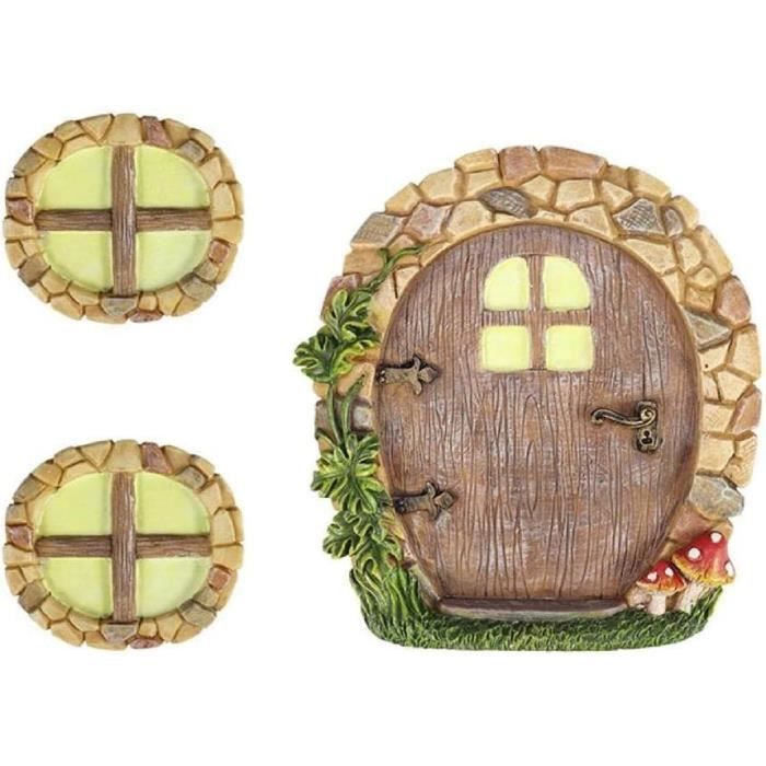 ENSEMBLE DE PORTE elfe en bois enchanteur pour fée décoration de jardin