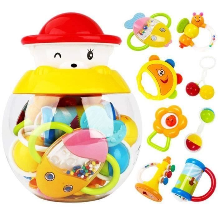 Bebes Coffret De Jouets Avec Hochets Anneau De Dentition 8 Pieces De Hochets Avec Differentes Couleurs Et Formes Ideal Cadeaux Cdiscount Pret A Porter