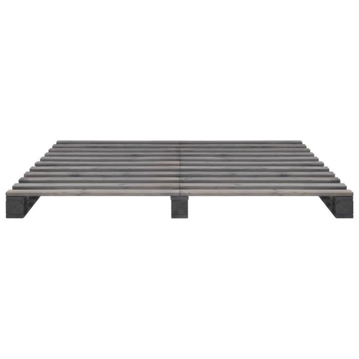 Parfait - Lit adulte Scandinave de palette Cadre de lit - Lit Grand Lit complet Gris Bois de pin massif - 180 x 200 cm 446121