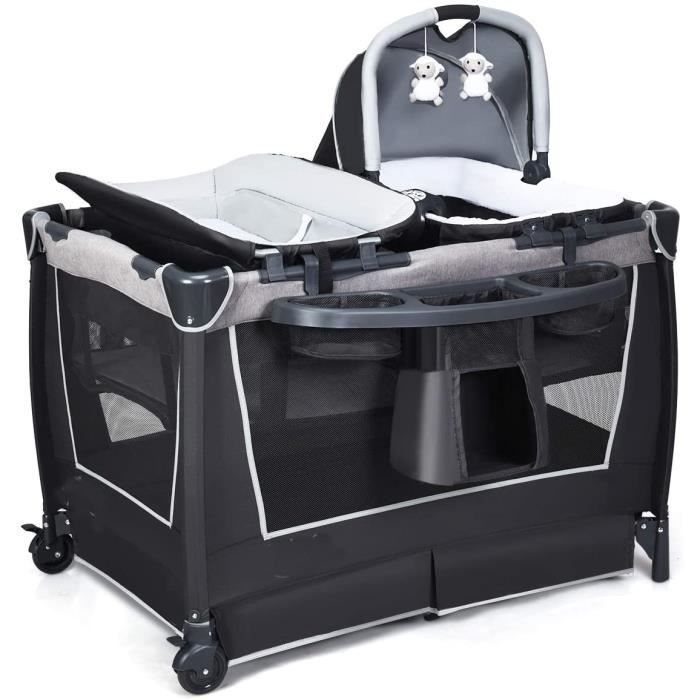 Dreamade 4 En 1 Lit Bebe Avec Table A Langer Et Berceau Independant Lit Parapluie Pour Bebe 0 3 Ans Avec Boite A Musique 2 Rou A147 Cdiscount Puericulture Eveil Bebe