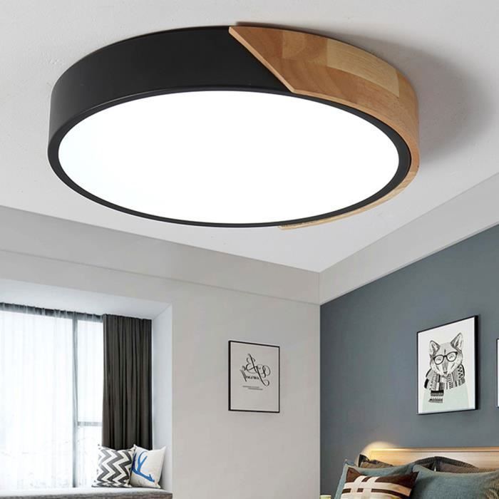 Plafonnier Suspension Lampe LED Chambre Salon Cuisine Noir Rond