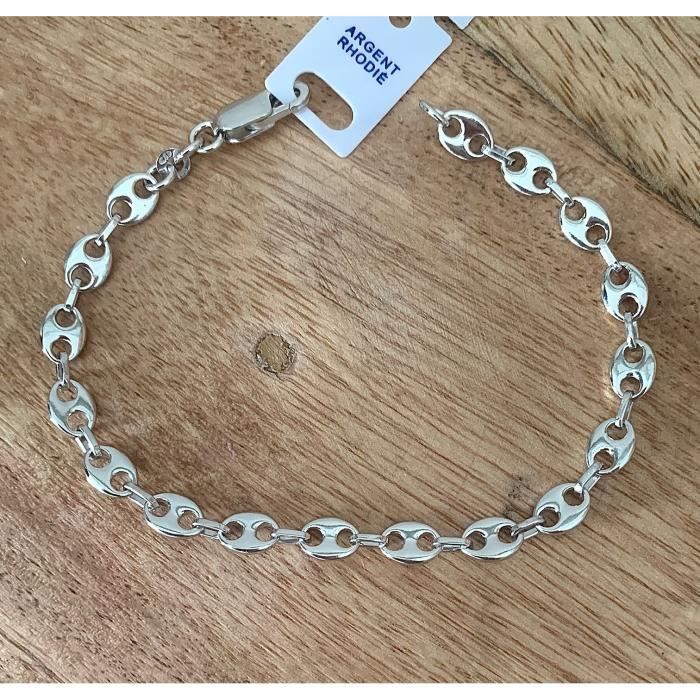 Bracelet Triple Rang Fine Maille En Argent Massif 925 Rhodié - Neuf Avec étiquettes - Bijouxia