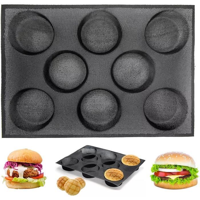 Moule à Pain Hamburger Glayent Antiadhésif 5 Pouces - Acier Au Carbone, 4 Cavités, Pour Petits Pains Maison
