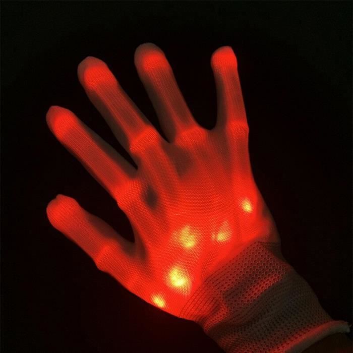 Probuk Gants LED & Lacets Lumineux LED, Multicolores Allument Les Gants Clignotants, Etanches LED Lacets, Lacets En Nylon Brillants Pour Décorations De Fête Anniversaire Disco Noël Bar Raves Party