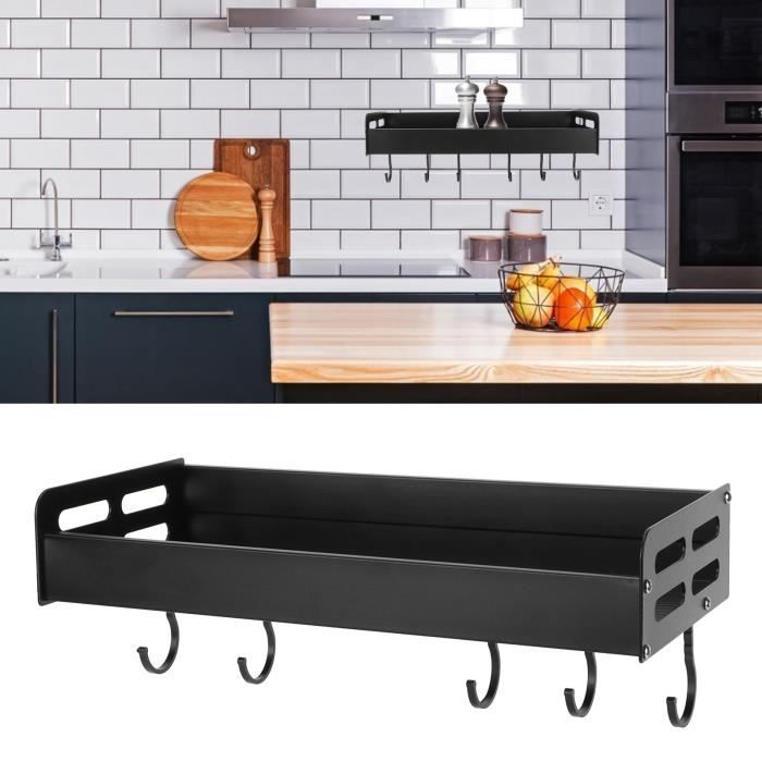 Rail De Rangement Acier Inoxydable 40cm Avec 6 Crochets - Pour Ustensiles De Cuisine - Fixation Murale Facile - 3
