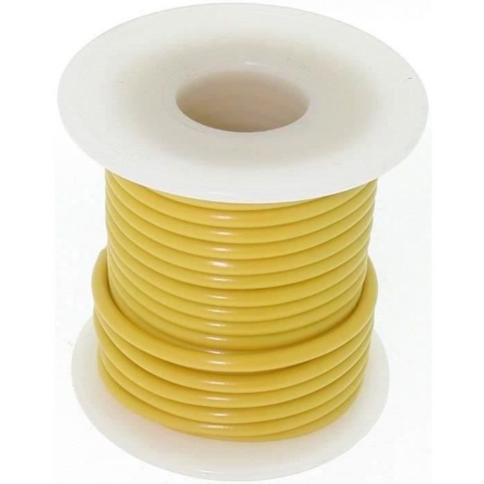 Fil électrique souple de couleur jaune section 1,5mm² - L: 7,6mètres