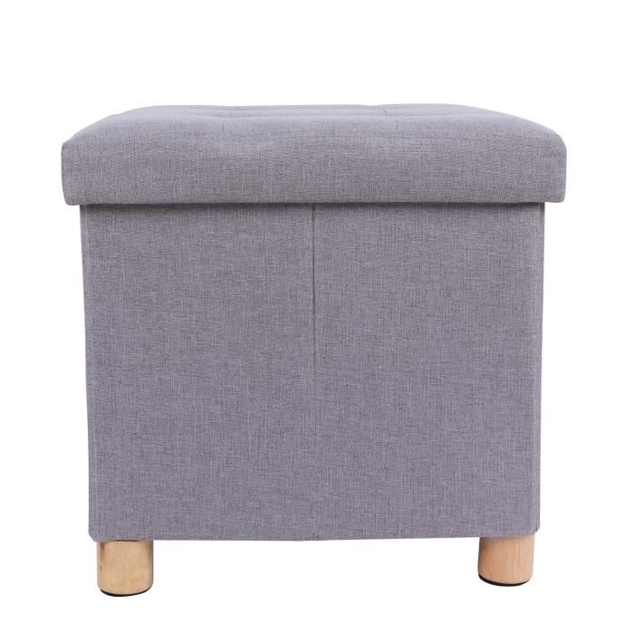 Tabouret Rembourré Blanc Avec Rangement - 47x33x33cm - Siège Salle De Bain, Repose-Pieds