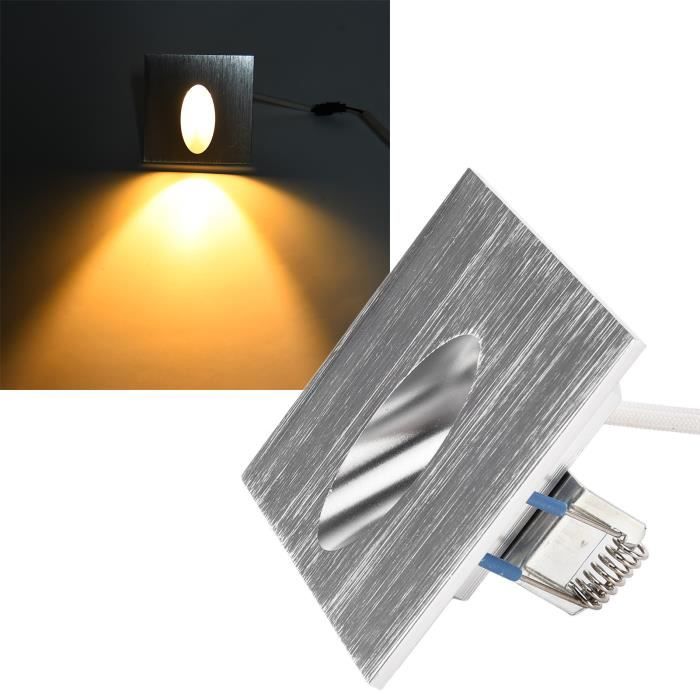 Lot De 4 Lampes D'Escalier LED 1,5W Encastrables - Applique Murale Carrée Aluminium Gris, Blanc Chaud 3000K IP20, Spot Intérieur 230V