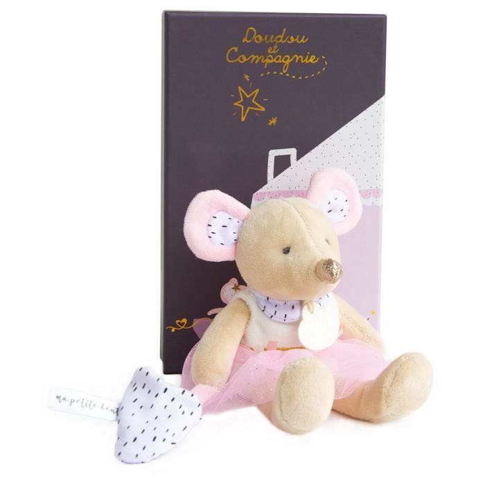 Doudou et Compagnie - La Petite Souris Suzie En Tutu - Jouet en peluche - Bébé Fille - Beige, blanc et rose