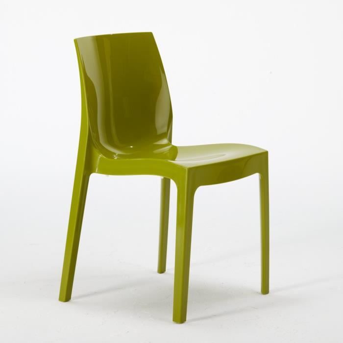 chaise salle à manger bar ice grand soleil en polypropylène empilable, couleur: vert